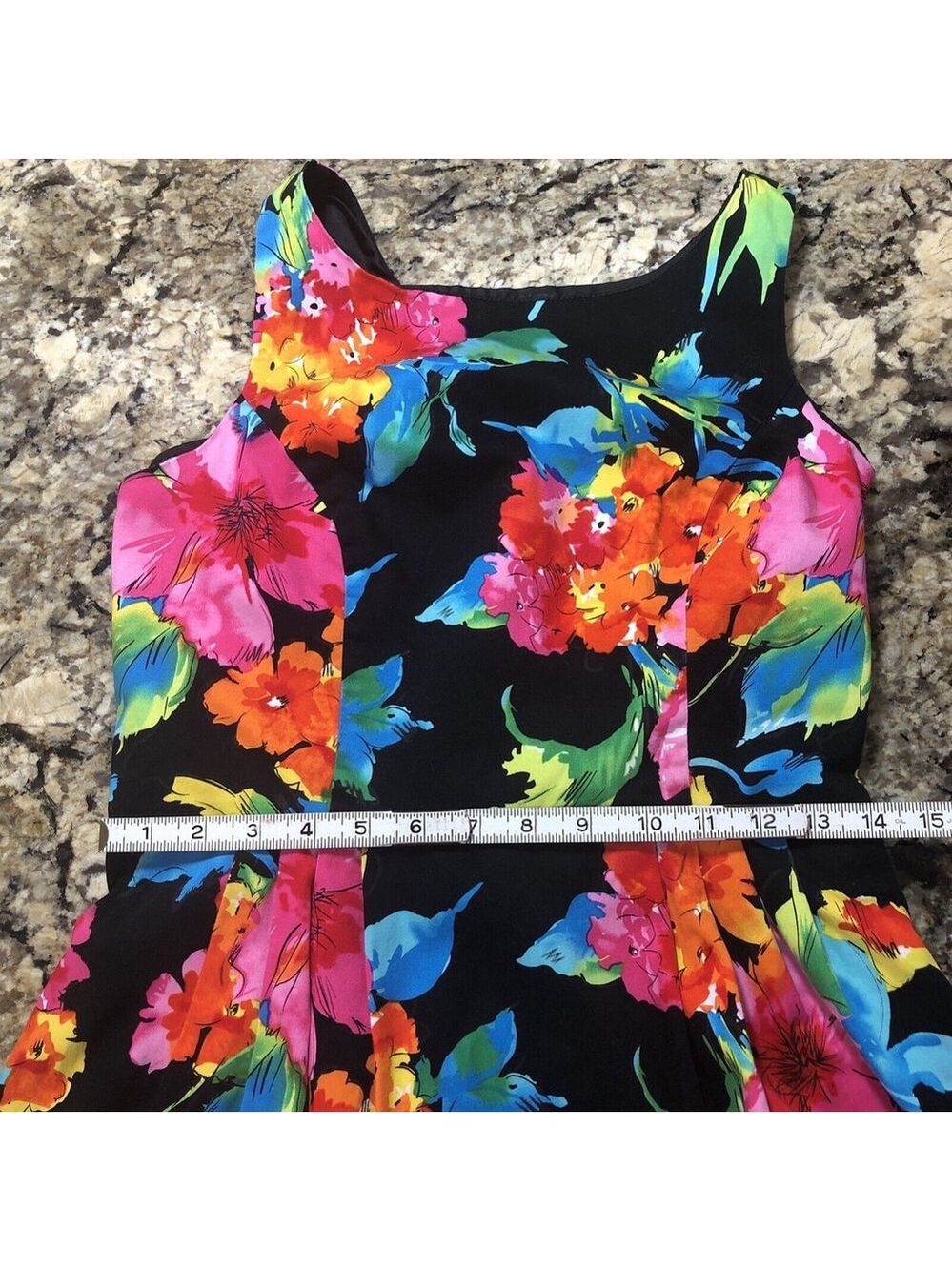 Size 6 Denver Hayes Womens Dress Black Bright Floral Fun Keen Length Nice Colors - Picture 7 of 11
